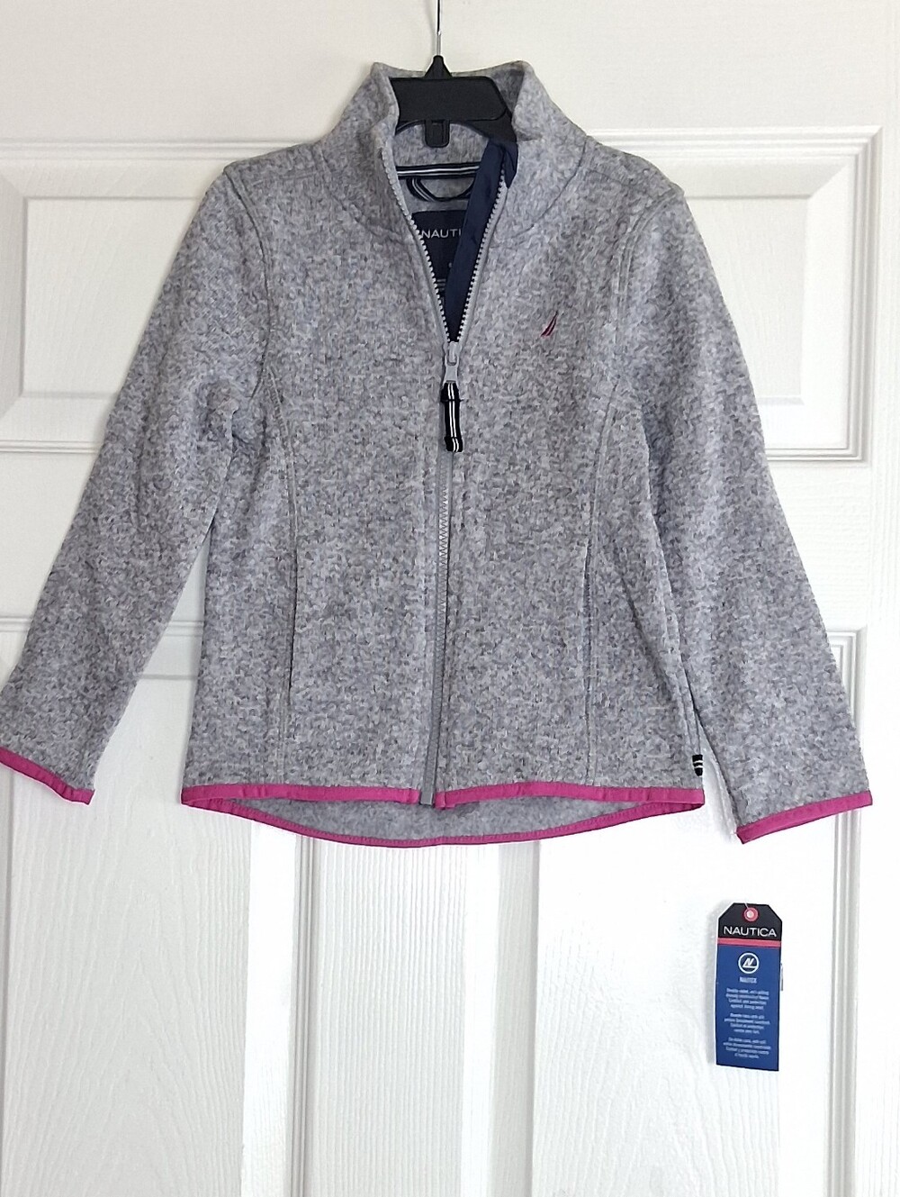 Nautica Gray Pink Trim Full Zip Jacket